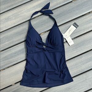 PROFILE GOTTEX Women's Navy Halter Swim TANKINI TOP NWT